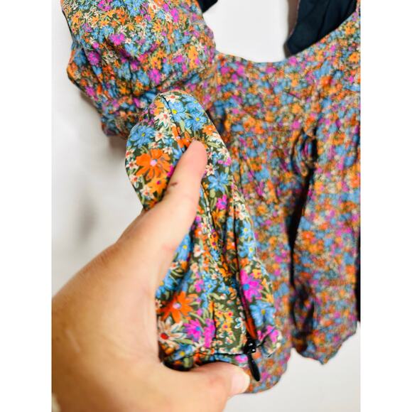 FOR LOVE AND LEMONS Multicolored Floral 100%Cotton Empire Brittany Mini Dress XS - Picture 11 of 16